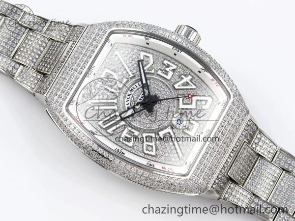 Sustainable VANGUARD SS FULL DIAMONDS ABF BEST EDITION DIAMONDS WHITE DIAL ON DIAMONDS BRACELET A 6508
