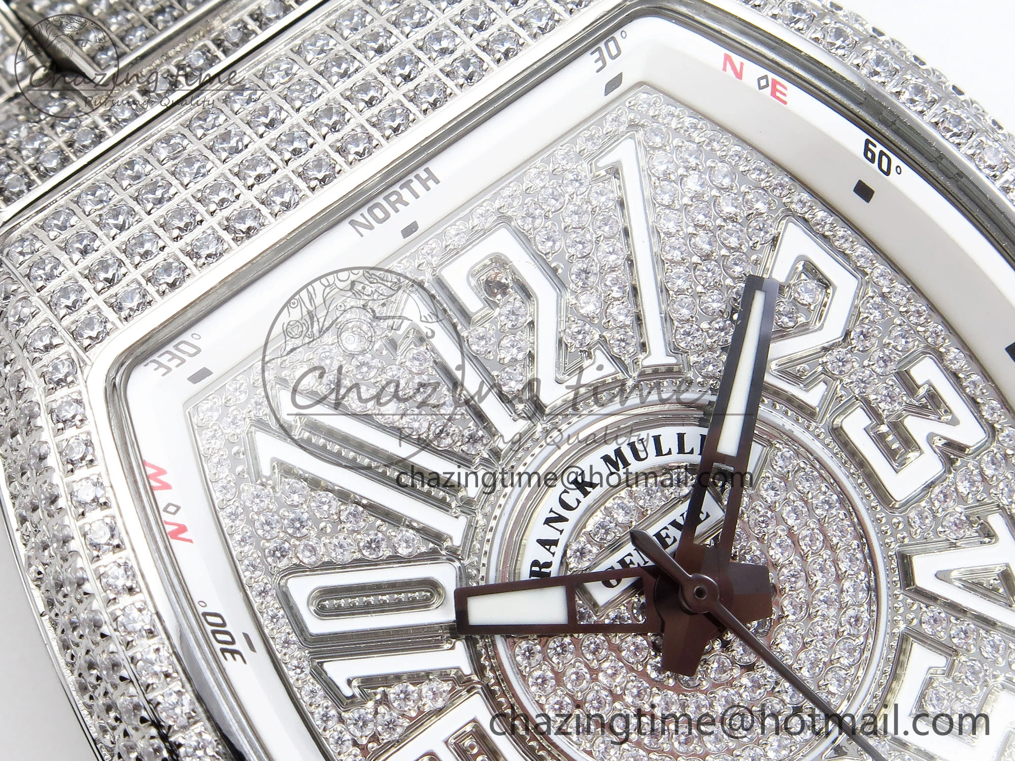 Sustainable VANGUARD SS FULL DIAMONDS ABF BEST EDITION DIAMONDS WHITE DIAL ON DIAMONDS BRACELET A 6508
