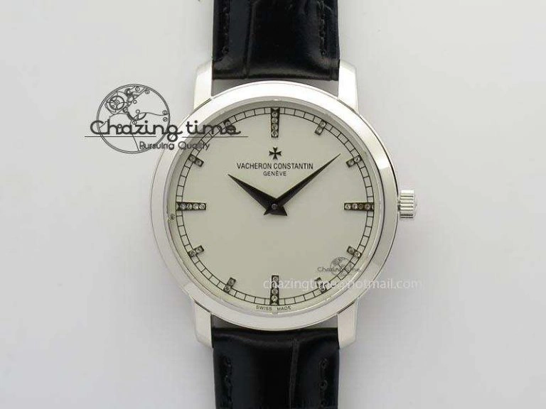 EasyCare VC RG UT Best Edition White Dial Diamond Markers On Brown Leather Strap 10008