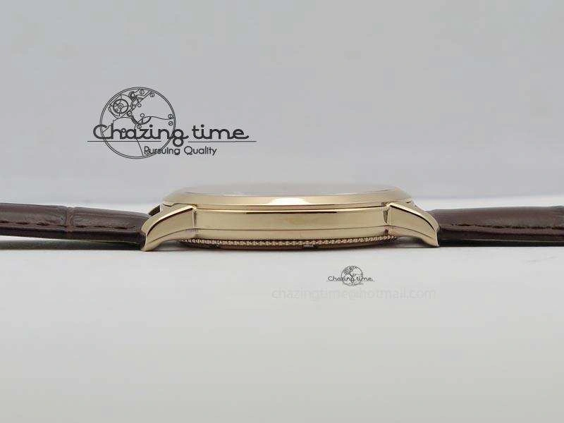 EasyCare VC RG UT Best Edition White Dial Diamond Markers On Brown Leather Strap 10008