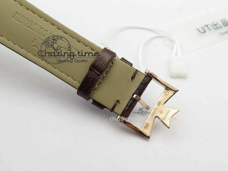 EasyCare VC RG UT Best Edition White Dial Diamond Markers On Brown Leather Strap 10008
