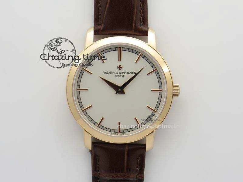 Unisex VC RG UT Best Edition White Dial Sticks Markers On Brown Leather Strap 10005
