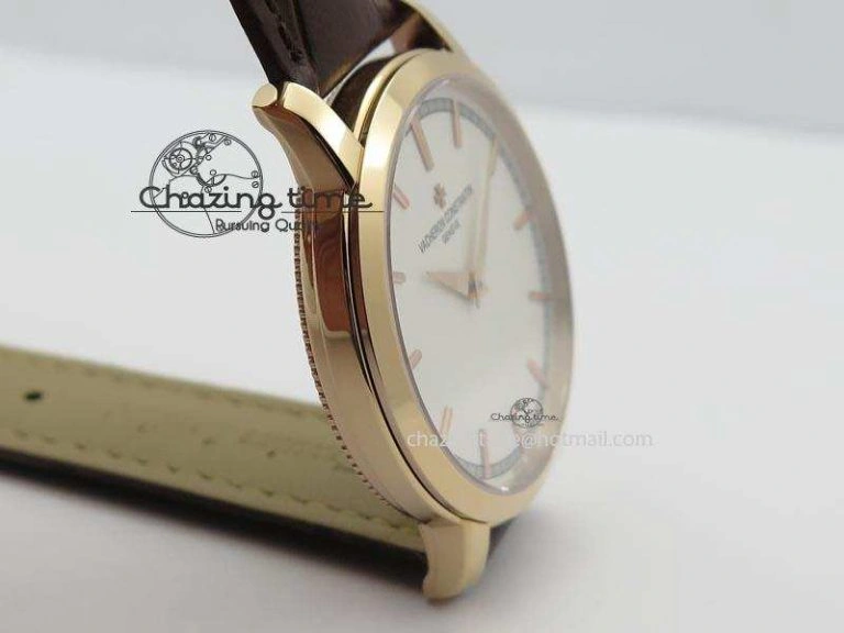 Unisex VC RG UT Best Edition White Dial Sticks Markers On Brown Leather Strap 10005