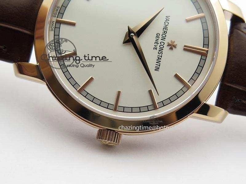 Unisex VC RG UT Best Edition White Dial Sticks Markers On Brown Leather Strap 10005