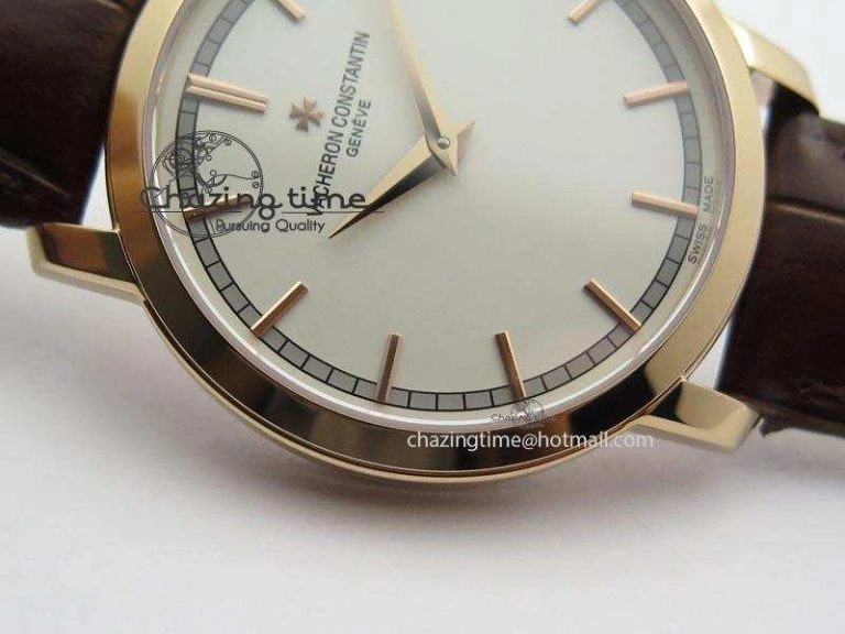 Unisex VC RG UT Best Edition White Dial Sticks Markers On Brown Leather Strap 10005