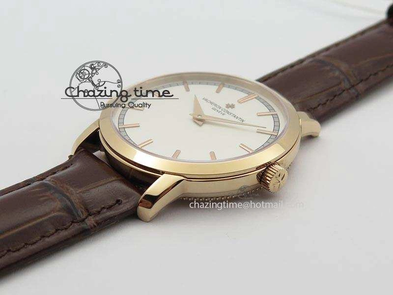 Unisex VC RG UT Best Edition White Dial Sticks Markers On Brown Leather Strap 10005