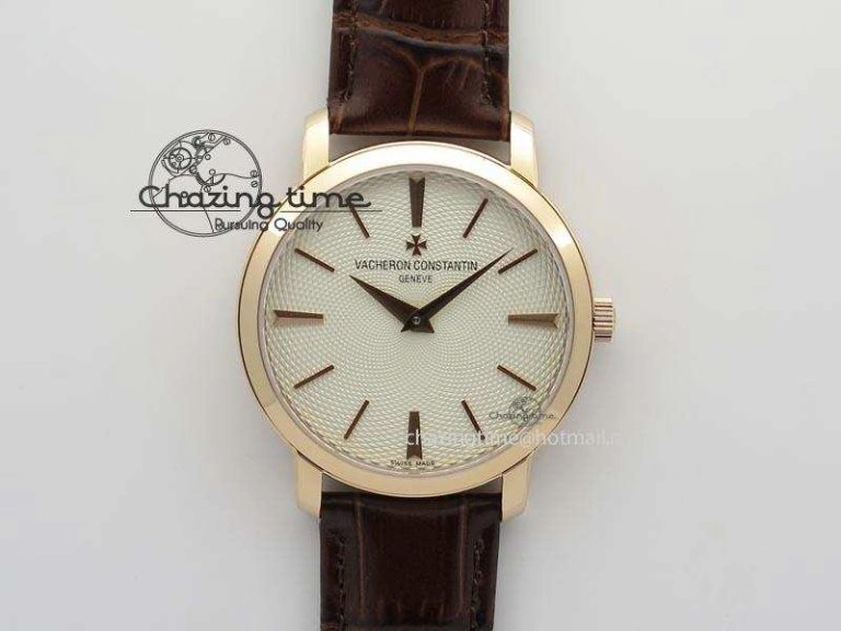 VC RG UT Best Edition White Textured Dial On Brown Leather Strap Durable 10004