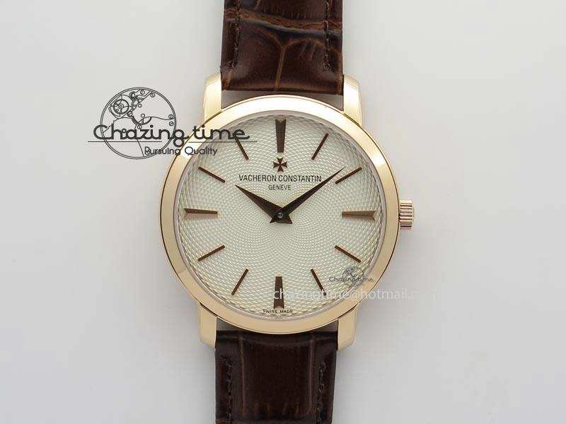 VC RG UT Best Edition White Textured Dial On Brown Leather Strap Durable 10004