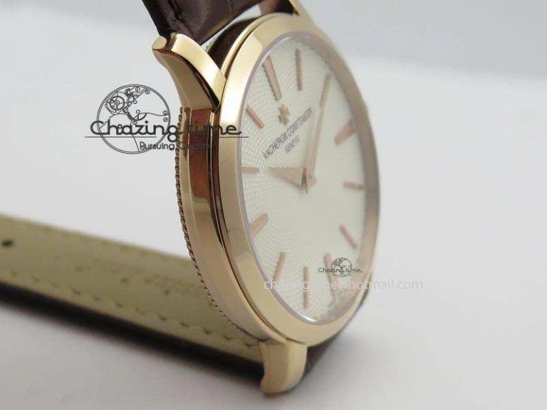 VC RG UT Best Edition White Textured Dial On Brown Leather Strap Durable 10004