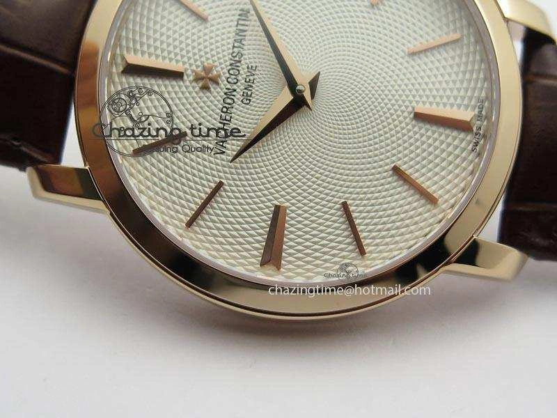 VC RG UT Best Edition White Textured Dial On Brown Leather Strap Durable 10004