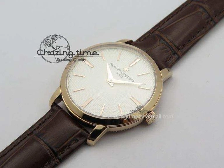 VC RG UT Best Edition White Textured Dial On Brown Leather Strap Durable 10004