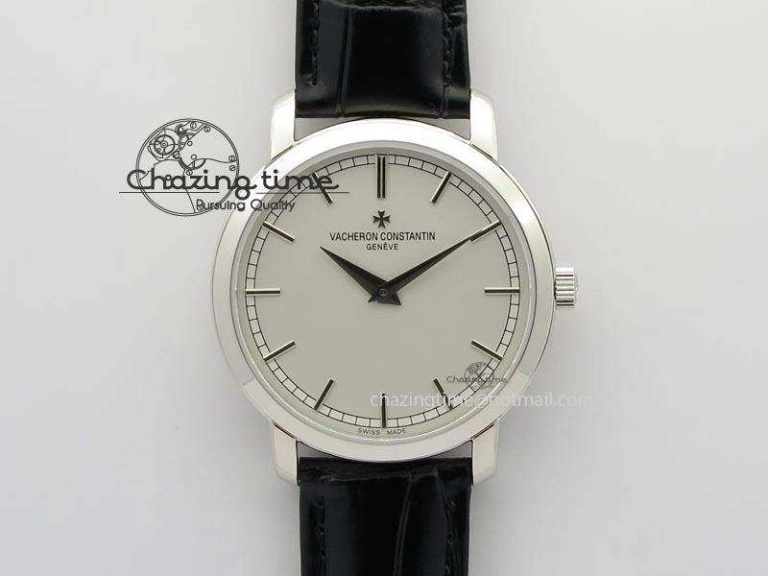 Bold VC SS UT Best Edition White Dial Sticks Markers On Black Leather Strap 10002