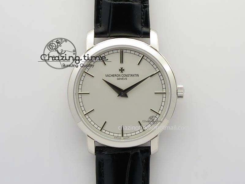 Bold VC SS UT Best Edition White Dial Sticks Markers On Black Leather Strap 10002