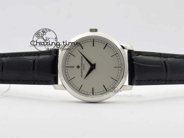Bold VC SS UT Best Edition White Dial Sticks Markers On Black Leather Strap 10002