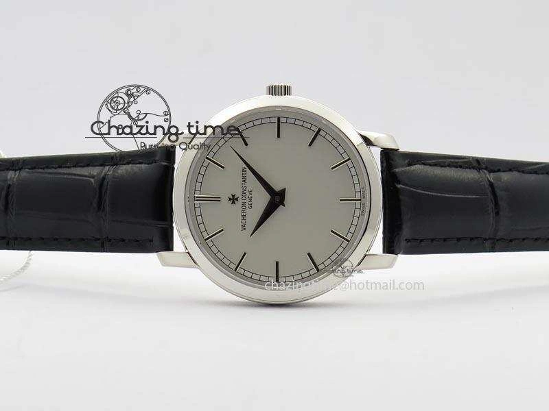 Bold VC SS UT Best Edition White Dial Sticks Markers On Black Leather Strap 10002