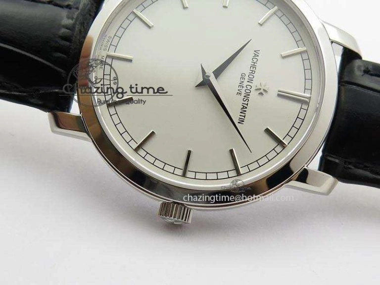 Bold VC SS UT Best Edition White Dial Sticks Markers On Black Leather Strap 10002