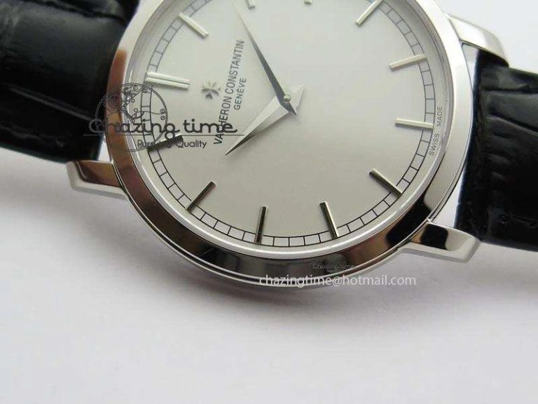 Bold VC SS UT Best Edition White Dial Sticks Markers On Black Leather Strap 10002