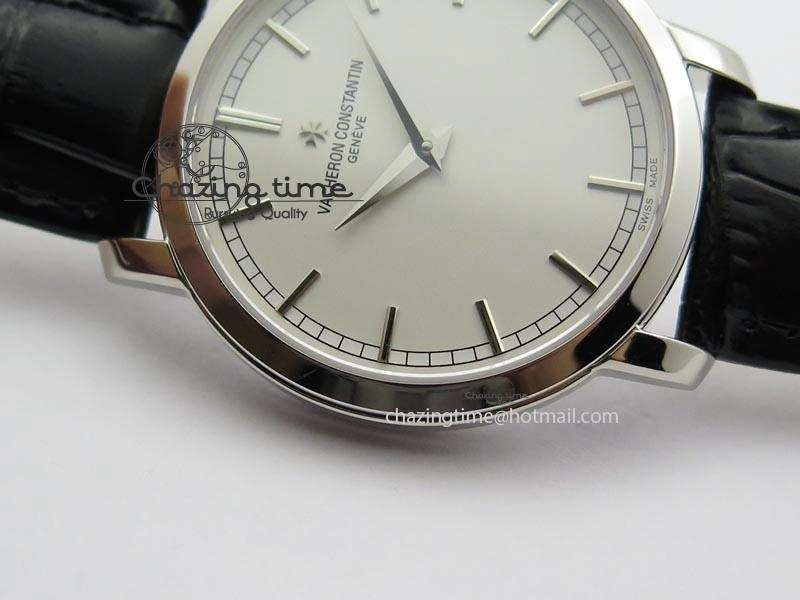 Bold VC SS UT Best Edition White Dial Sticks Markers On Black Leather Strap 10002