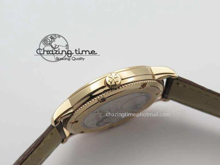 Affordable VC Sec@6 RG UT Best Edition White Dial Stick Markers On Brown Leather Strap 10007