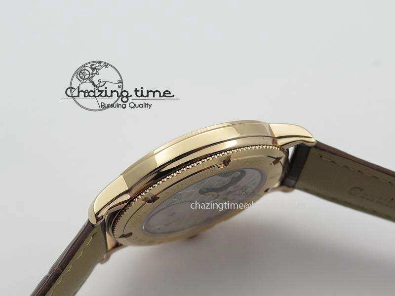 Affordable VC Sec@6 RG UT Best Edition White Dial Stick Markers On Brown Leather Strap 10007