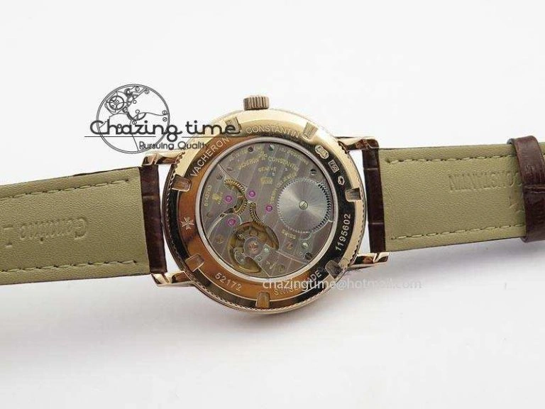 Affordable VC Sec@6 RG UT Best Edition White Dial Stick Markers On Brown Leather Strap 10007