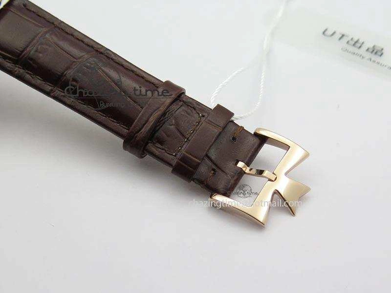 Affordable VC Sec@6 RG UT Best Edition White Dial Stick Markers On Brown Leather Strap 10007