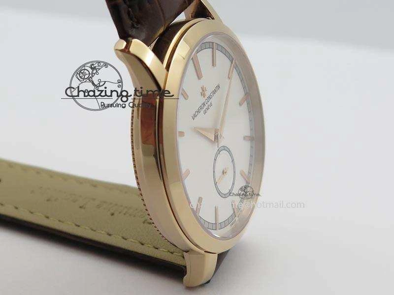 Affordable VC Sec@6 RG UT Best Edition White Dial Stick Markers On Brown Leather Strap 10007