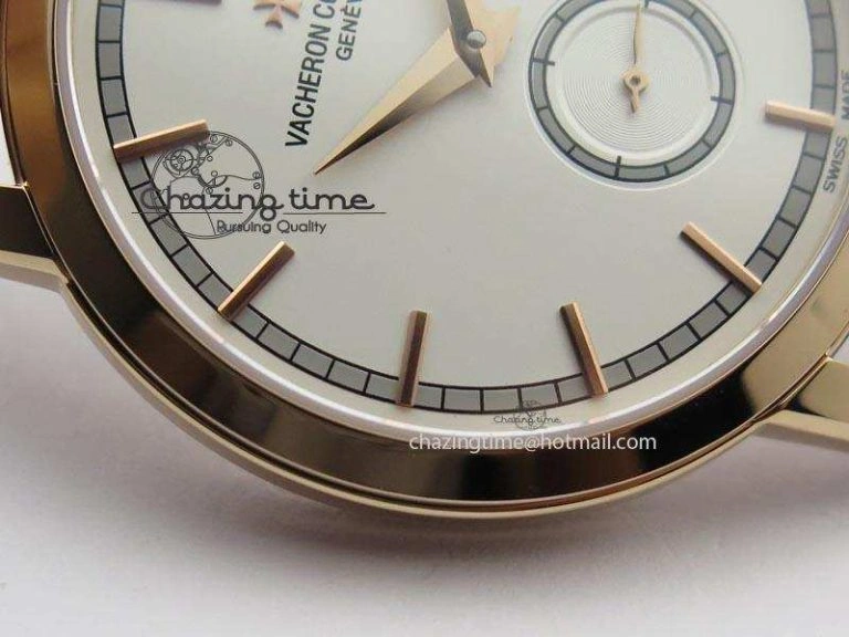 Affordable VC Sec@6 RG UT Best Edition White Dial Stick Markers On Brown Leather Strap 10007