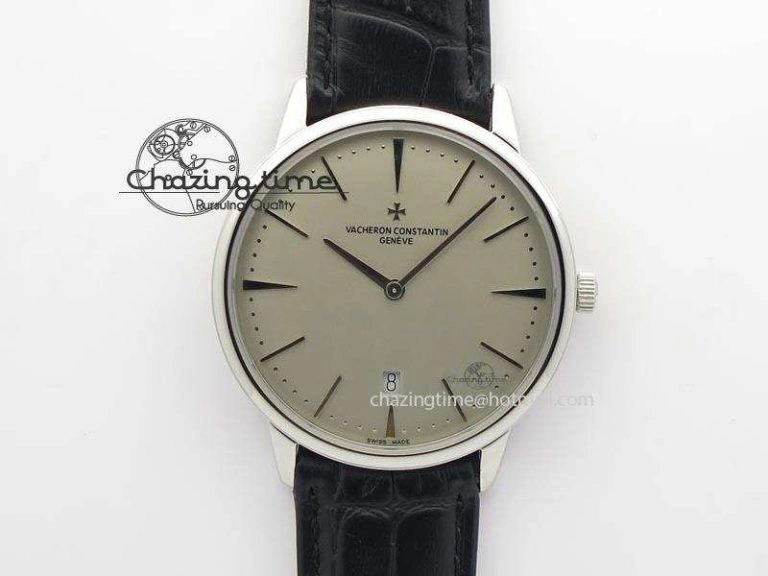 Affordable VC Sec@6 RG UT Best Edition White Dial Stick Markers On Brown Leather Strap 10007