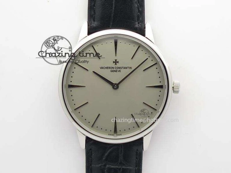 VC Sec@6 SS UT Best Edition Gray Dial Sticks Markers On Black Leather Strap Bold 10000