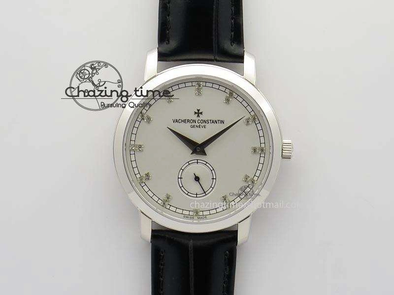 RelaxedFit VC Sec@6 SS UT Best Edition White Dial Diamond Markers On Black Leather Strap 10003
