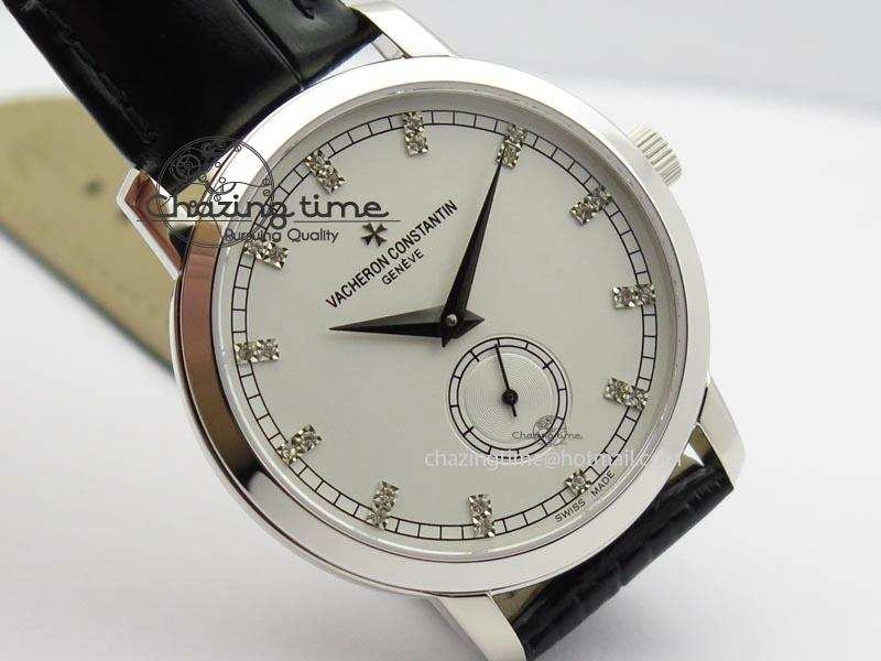 RelaxedFit VC Sec@6 SS UT Best Edition White Dial Diamond Markers On Black Leather Strap 10003