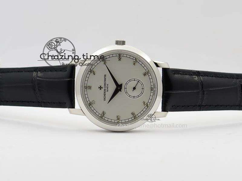 RelaxedFit VC Sec@6 SS UT Best Edition White Dial Diamond Markers On Black Leather Strap 10003