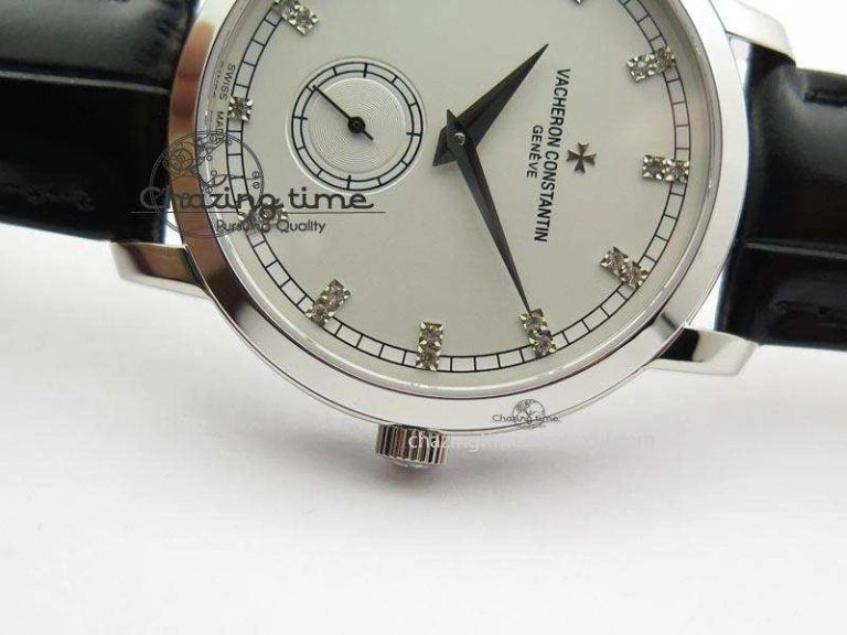 RelaxedFit VC Sec@6 SS UT Best Edition White Dial Diamond Markers On Black Leather Strap 10003