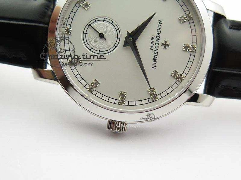 RelaxedFit VC Sec@6 SS UT Best Edition White Dial Diamond Markers On Black Leather Strap 10003