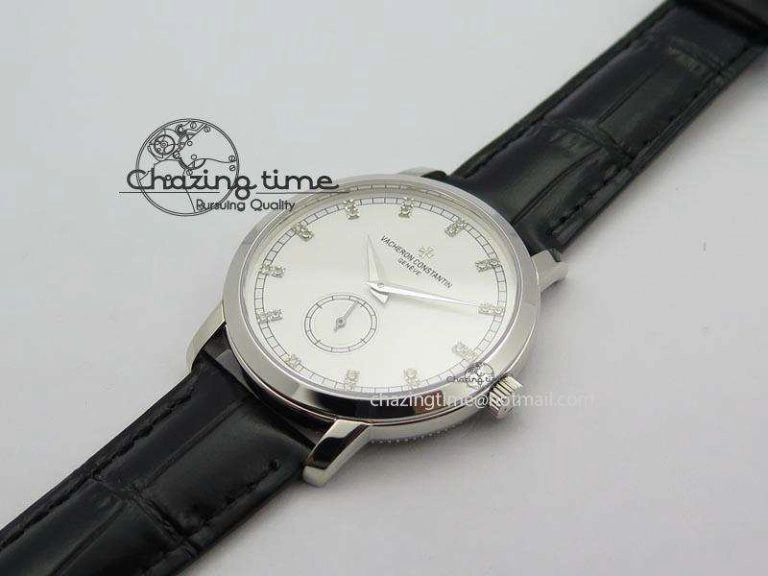 RelaxedFit VC Sec@6 SS UT Best Edition White Dial Diamond Markers On Black Leather Strap 10003