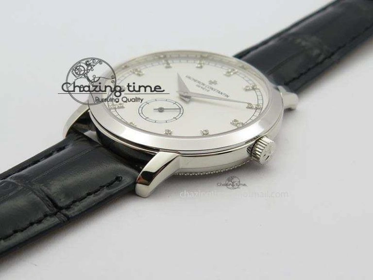 RelaxedFit VC Sec@6 SS UT Best Edition White Dial Diamond Markers On Black Leather Strap 10003