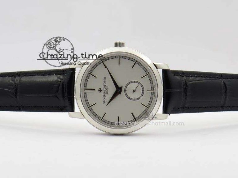 VC Sec@6 SS UT Best Edition White Dial Sticks Markers On Black Leather Strap NewStyle 10001
