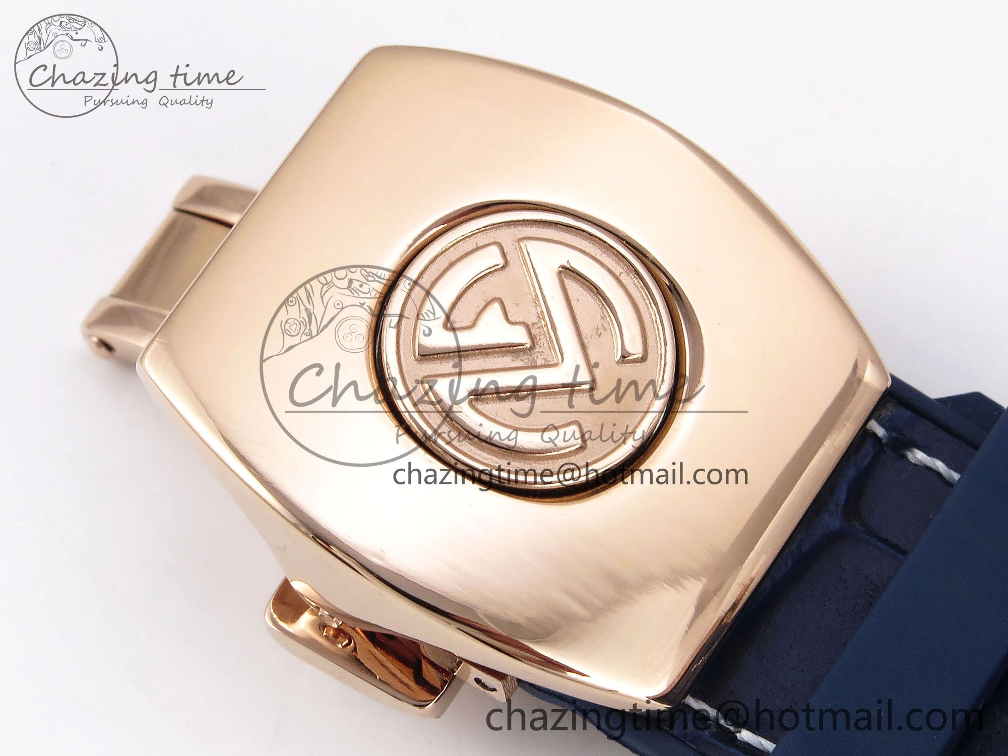 FashionForward Vanguard Chrono RG ABF 1:1 Best Edition Blue Dial Full Diamonds on Blue Leather Strap A 6500