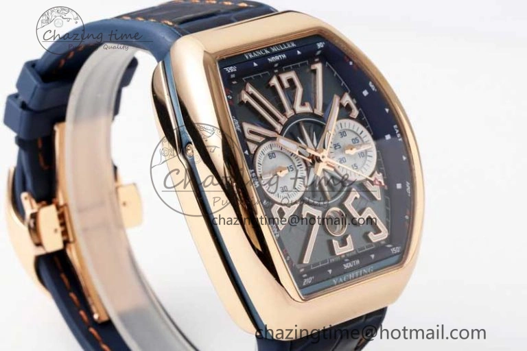 Trendy Vanguard Chrono RG ABF 1:1 Best Edition Blue Textured Dial on Blue Gummy Strap A 6517