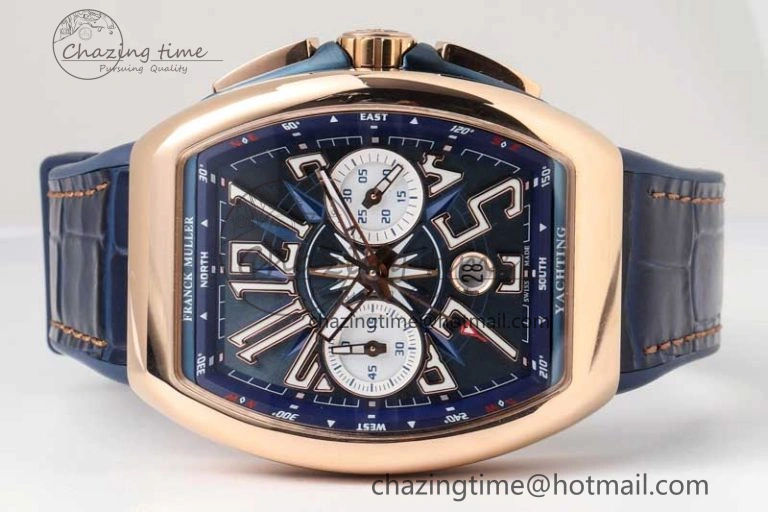 Trendy Vanguard Chrono RG ABF 1:1 Best Edition Blue Textured Dial on Blue Gummy Strap A 6517