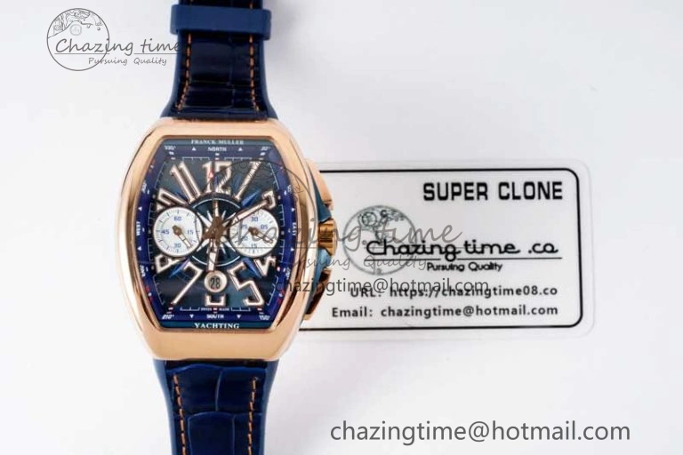Trendy Vanguard Chrono RG ABF 1:1 Best Edition Blue Textured Dial on Blue Gummy Strap A 6517