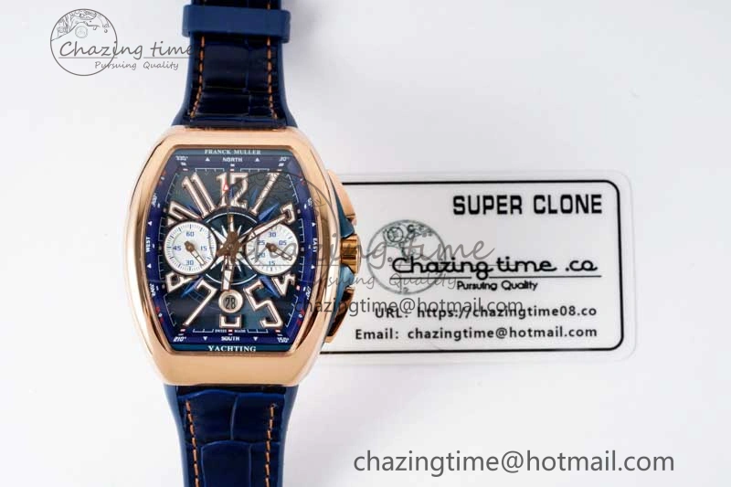 Trendy Vanguard Chrono RG ABF 1:1 Best Edition Blue Textured Dial on Blue Gummy Strap A 6517