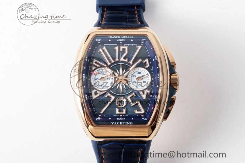 Trendy Vanguard Chrono RG ABF 1:1 Best Edition Blue Textured Dial on Blue Gummy Strap A 6517
