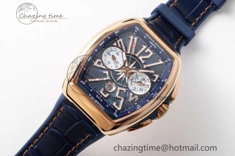 Trendy Vanguard Chrono RG ABF 1:1 Best Edition Blue Textured Dial on Blue Gummy Strap A 6517