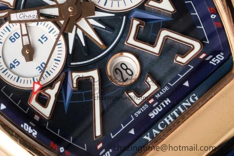 Trendy Vanguard Chrono RG ABF 1:1 Best Edition Blue Textured Dial on Blue Gummy Strap A 6517