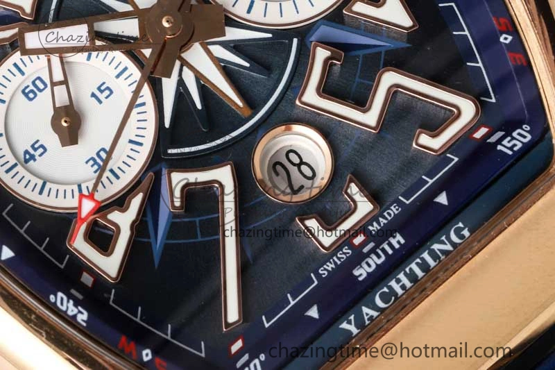 Trendy Vanguard Chrono RG ABF 1:1 Best Edition Blue Textured Dial on Blue Gummy Strap A 6517