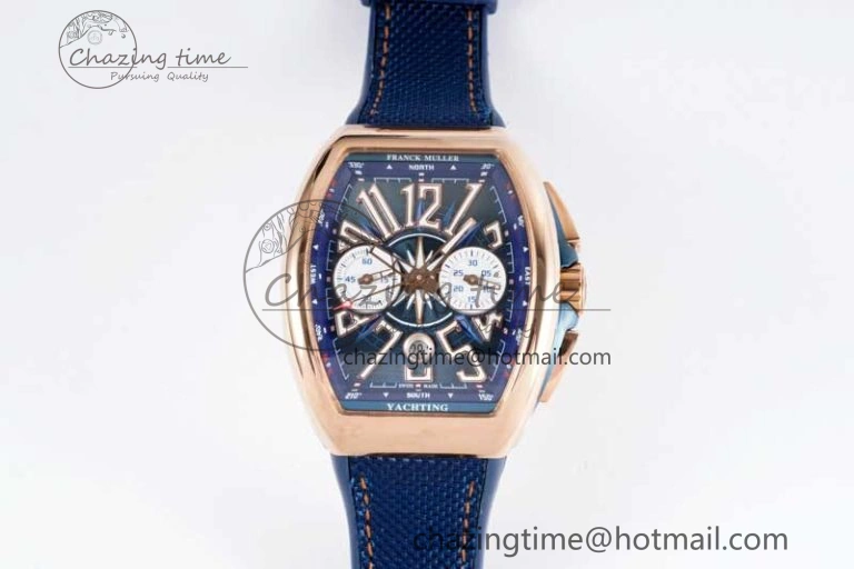 Youthful Vanguard Chrono RG ABF 1:1 Best Edition Blue Textured Dial on Blue Nylon Strap A 6518