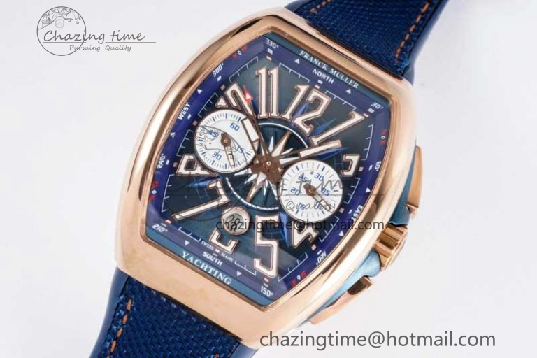 Youthful Vanguard Chrono RG ABF 1:1 Best Edition Blue Textured Dial on Blue Nylon Strap A 6518