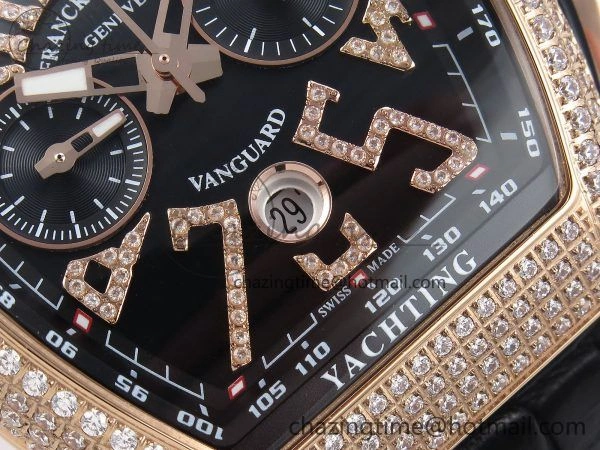 SoftTouch Vanguard Chrono RG Diamonds ABF 1:1 Best Edition Black Dial on Black Leather Strap A 6499